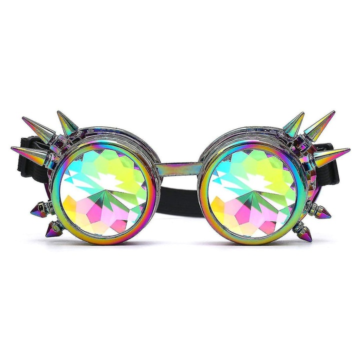 Ochelari caleidoscop, Niuniu, design unic, lentile colorate, multicolor, ajustabili