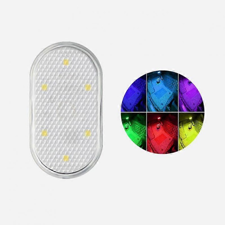 Lampa de citit auto cu senzor tactil, LED, reincarcabila, mini, multicolor, set 1 lampa, cablu de incarcare.