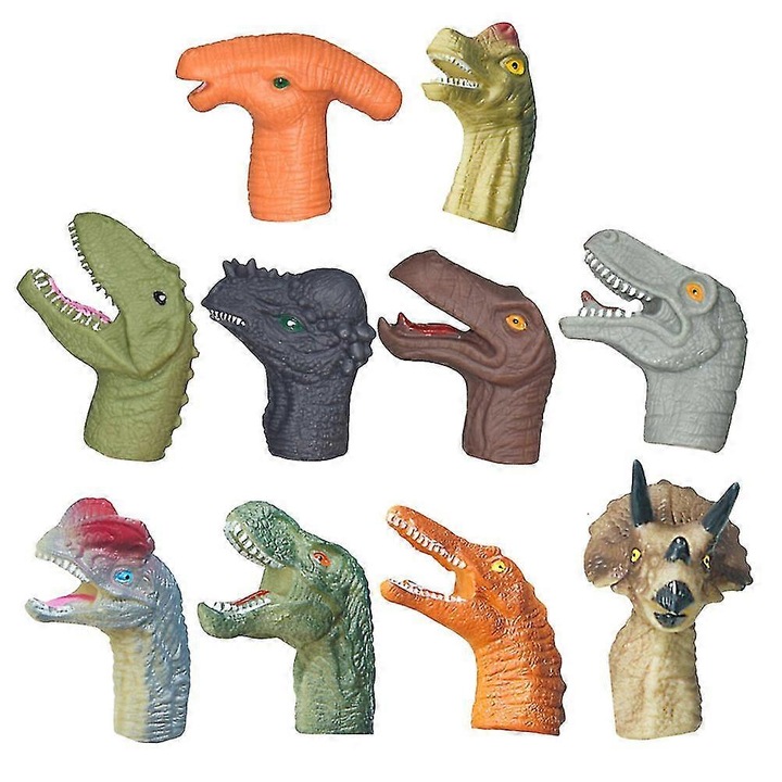 10 db ujjbáb készlet, dinoszauruszok, többszínű, 7x4.5x7 cm