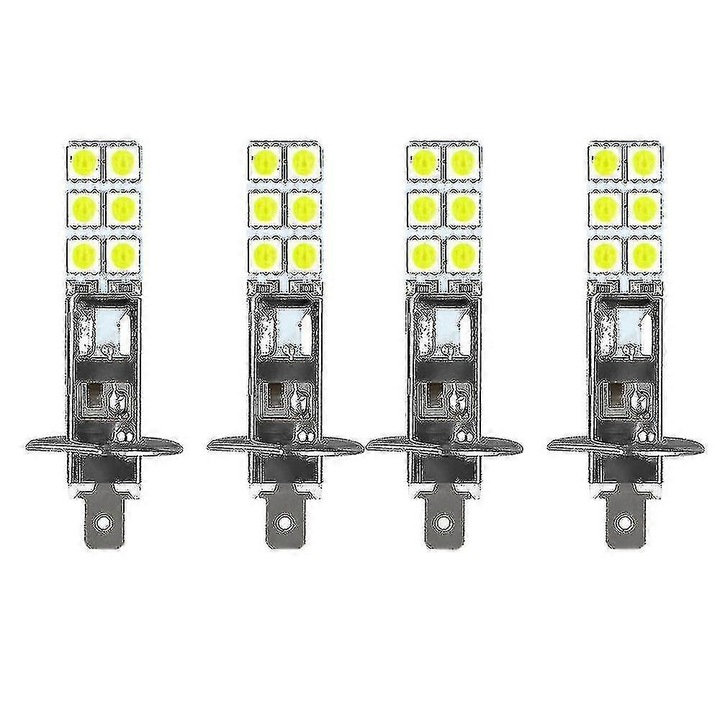Set 4 becuri LED H1 6000K, 1800LM, consum redus, argintii