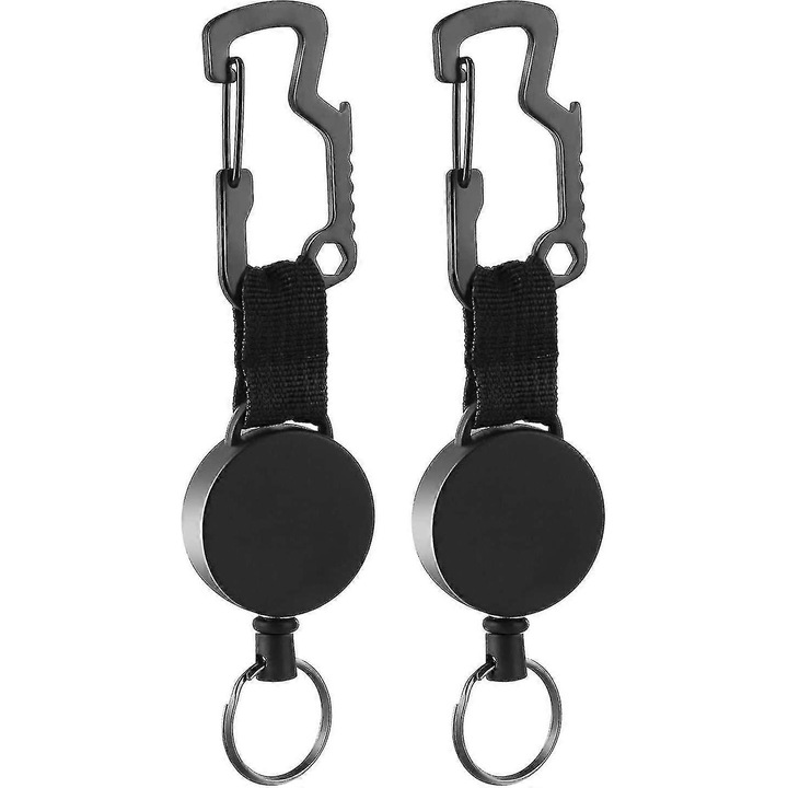 Visszahúzható klipes kampók övre, 2 darab, 65 cm, fém