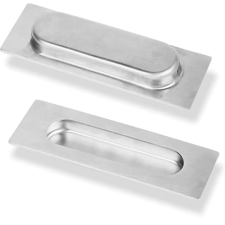 Manere usa ascunse din inox, set de 2, 120x40x2mm, argintiu