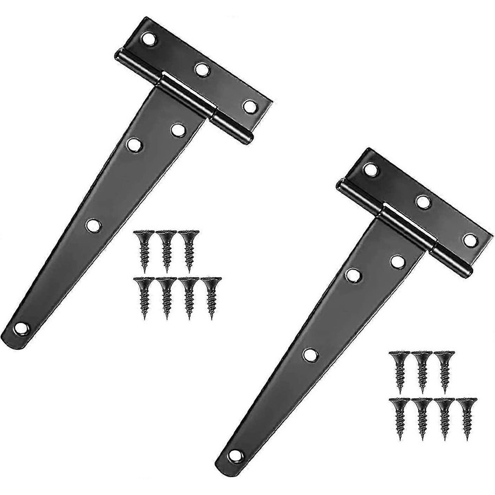 T-pántos zsanérok, 2 darabos készlet, fém, 150x70x25mm, fekete