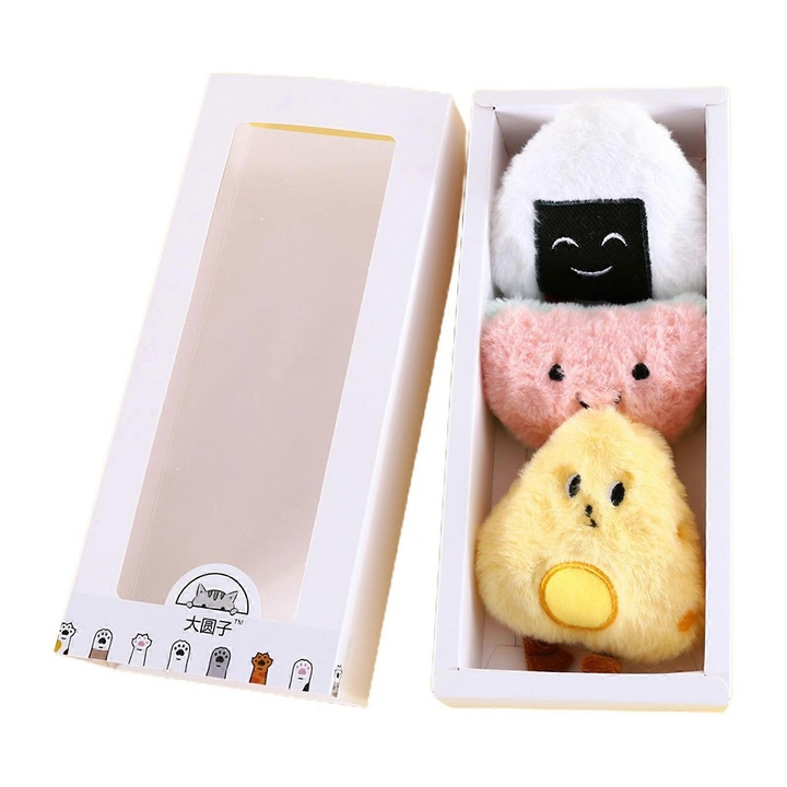 Set 3 Jucarii pentru Pisici cu Catnip, Onigiri, Branza, Pepene, Dimensiuni variate