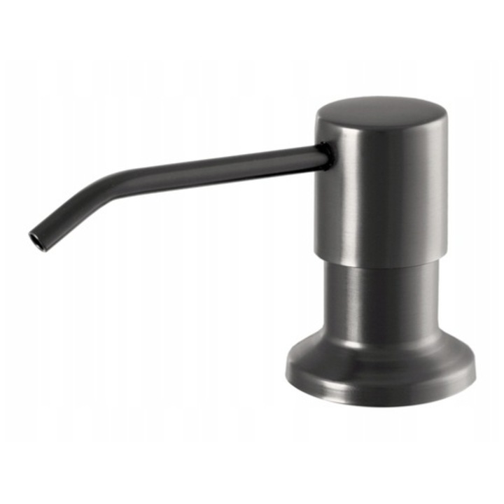 Beépíthető konyhai szappanadagoló, kerek fej, Gun metal, 350 ml