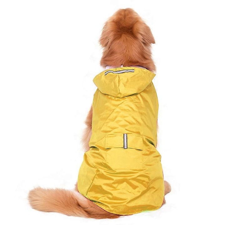 Pelerina de ploaie pentru caini, 6XL, galben, cu deschidere pentru lesa, dimensiuni 79x100cm