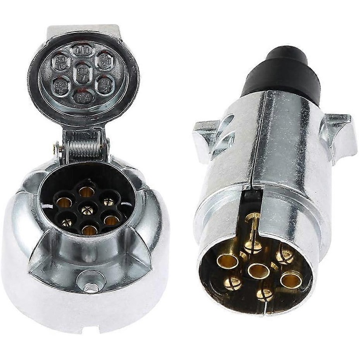 Conector electric remorca 7 pini, 12V, metalic, pentru masini europene