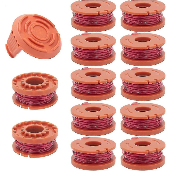 Spool de tuns WA0010, 12 bucati, 0.065 inch, compatibil cu trimmer Worx, nylon, flexibil