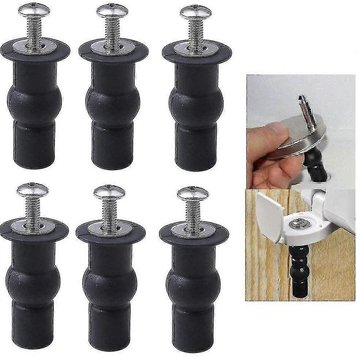 Set 6 bucati accesorii pentru fixarea capacului de toaleta, suruburi din metal, cauciuc expandabil, dimensiuni variate