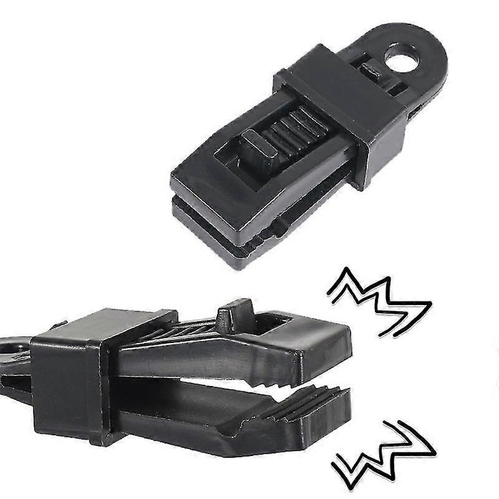 Set 10 Clipsuri pentru corturi, negru, 8.5x2x2.5cm