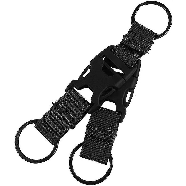 Karabineres kulcstartó, Nylon, Kopásálló, Fekete