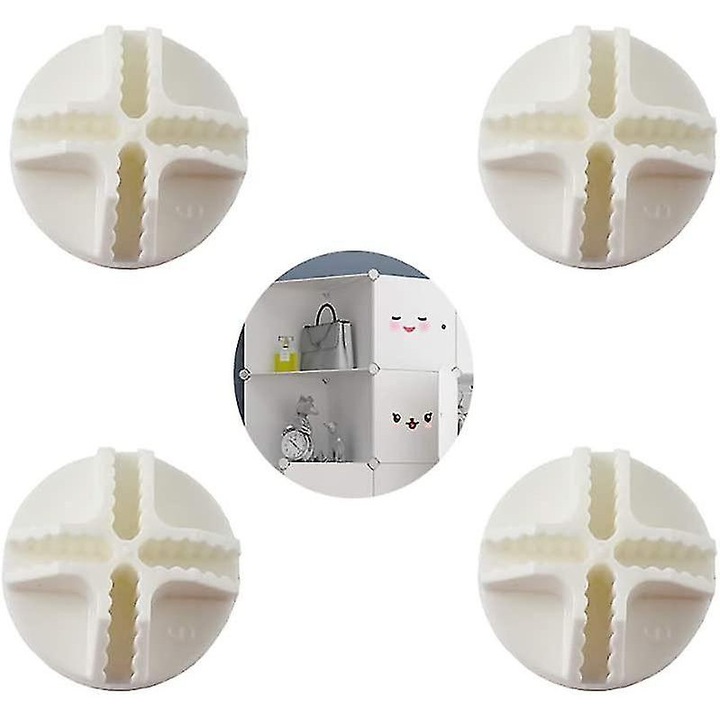 Set 20 Conectori pentru cuburi, Plastic, 3.7cm diametru, Alb