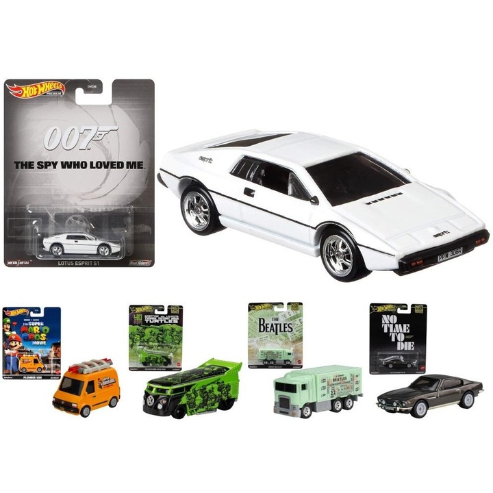 Set masinute Hot Wheels Premium Pop Culture 10, diverse modele, metal, 1:64