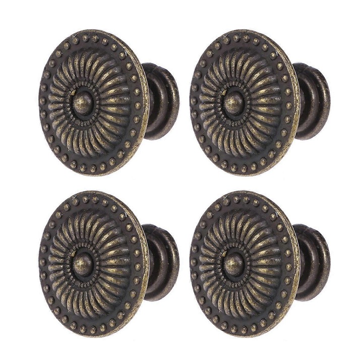 Set 4 manere vintage pentru sertare, bronz, 24x20mm