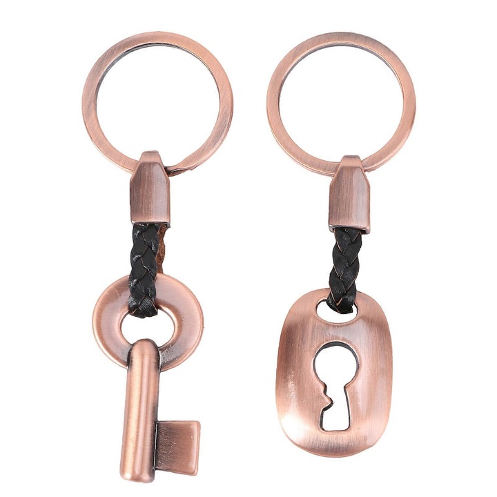 Set 2 Brelocuri din Piele Creative, bronz rosu, 9.50x3.20x0.70cm