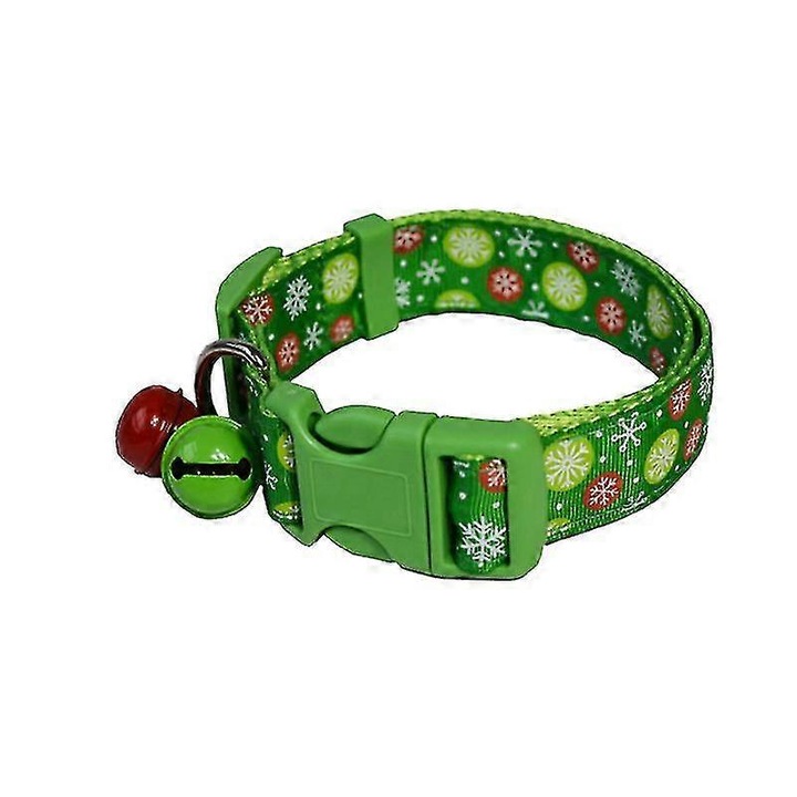 Zgarda cu Medalion pentru animale de companie cu clopotel, verde, 1 bucata