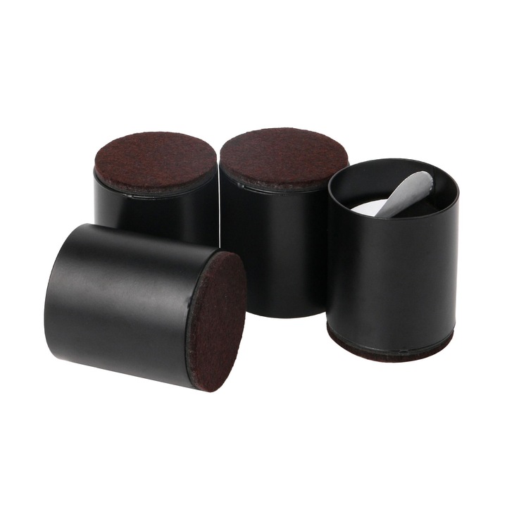 Set 4 suporturi pentru mobilier din otel carbon, inaltime 50mm, negru si maro