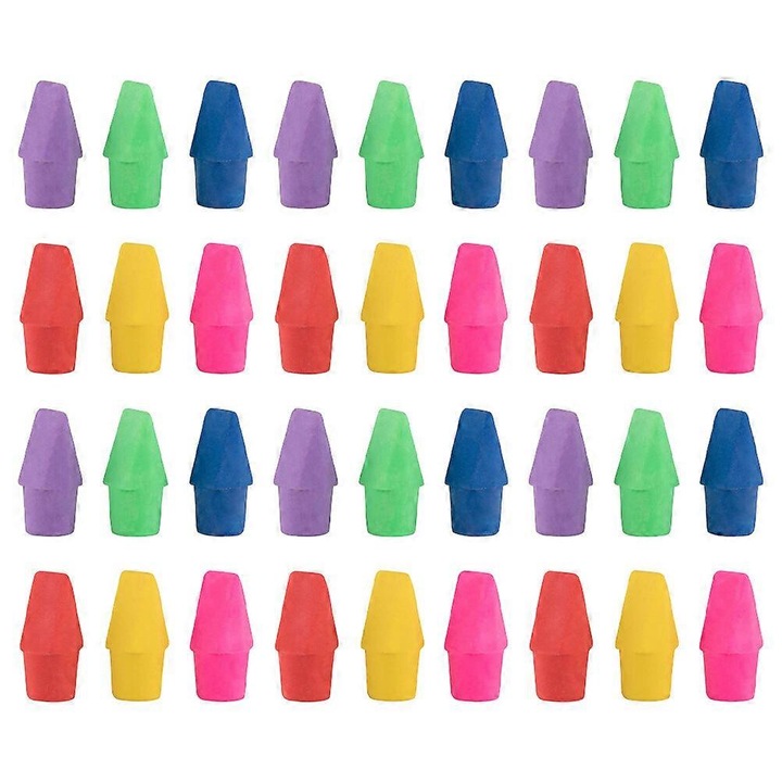 Set 50 bucati capace de radere pentru creioane, protectoare din TPR, extensii adorabile, multicolor