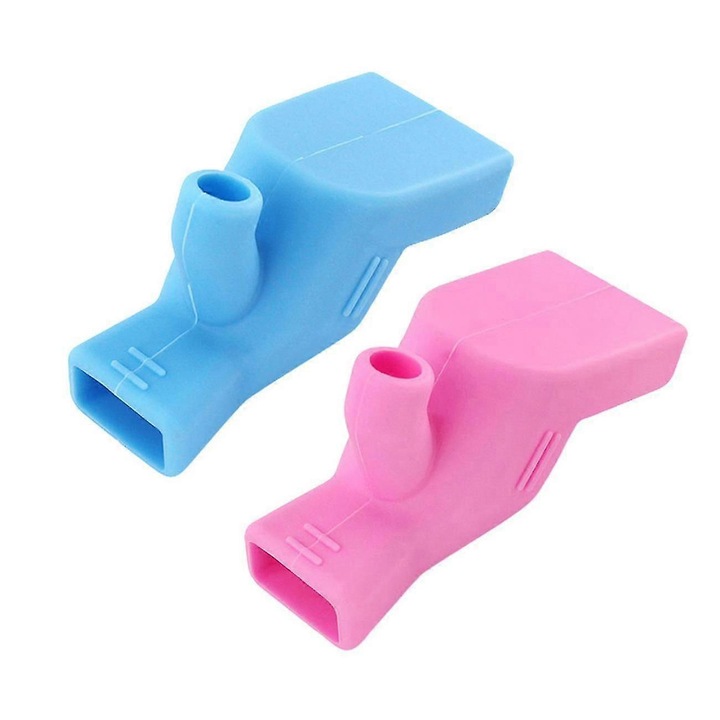 Set 2x Extensii pentru Baterie Baie, Silicon, Albastru si Roz, 7.5x3cm