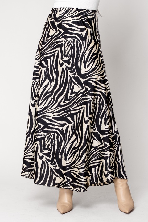 Hosszú szoknya Mintás Bézs/Fekete 18103, Fekete/Bézs, One Size