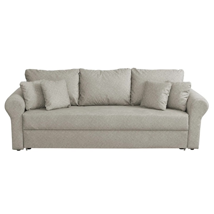 Canapea extensibila Expomob SARA II, 3 locuri, cu lada depozitare, dimensiune 235x90x75 cm, culoare bej