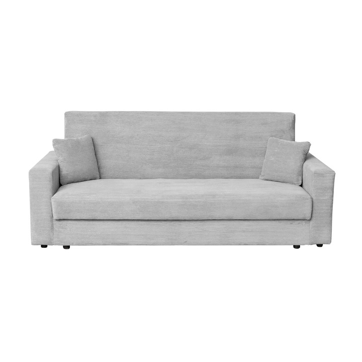 Canapea extensibila Expomob CORINNE LUX, 3 locuri, cu lada depozitare, dimensiune 220x90x96 cm, culoare gri deschis