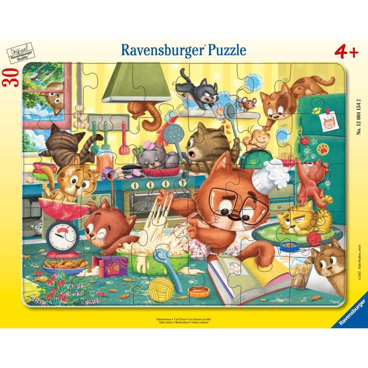 Puzzle Ravensburger, haosul pisicilor, 30 piese, 4 ani, clasic