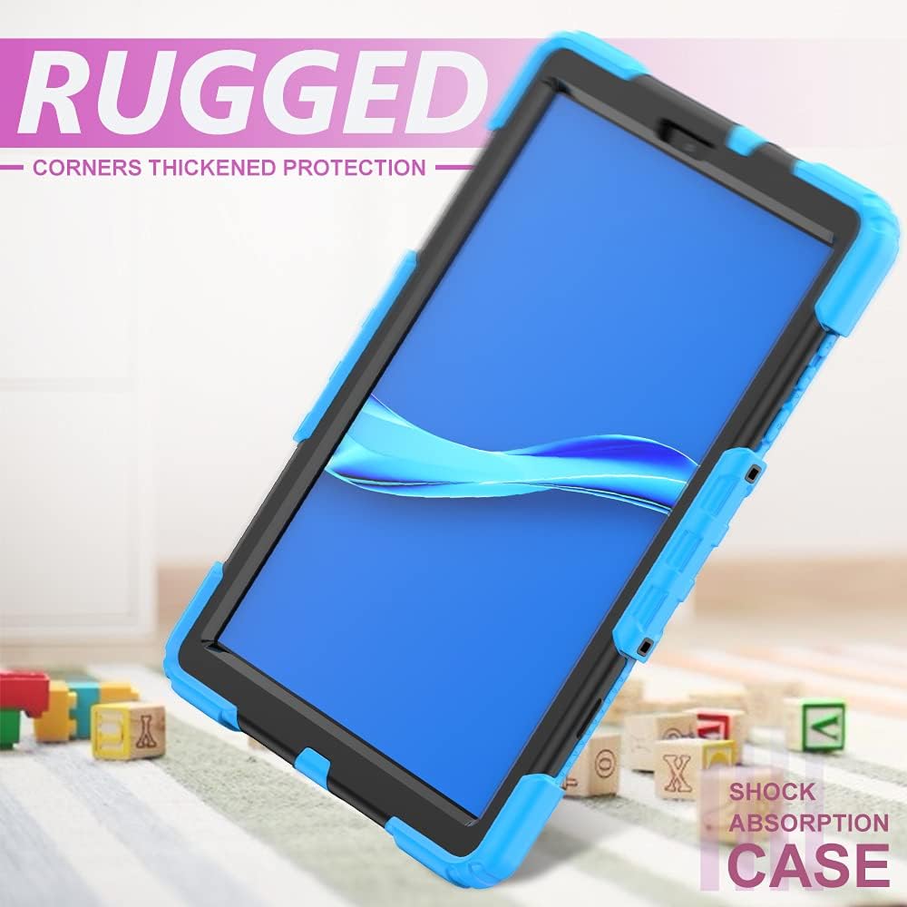 Pachet 360 Sigloo, pentru Lenovo Tab K10/Tab M10 Plus(TB-X606), 10.3", cu suport kickstand, curea de umar si folie de protectie, Albastru