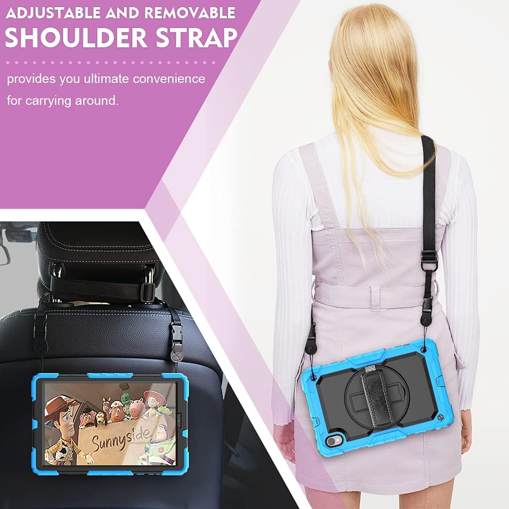 Pachet 360 Sigloo, pentru Lenovo Tab K10/Tab M10 Plus(TB-X606), 10.3", cu suport kickstand, curea de umar si folie de protectie, Albastru