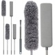 Pamatuf 4in1 RETOO DailyPro, Microfibra, pentru Curatat Praful, Curatare Umeda si Uscata, Maner Aluminiu Extensibil Pana la 250 cm, Pensula Rotunda, Pensula Lunga, Gri