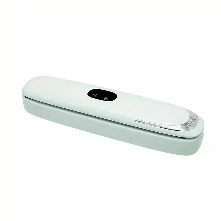 Aparat de Vidat si Sigilat Alimente EDAR, 90W, Afisaj Digital cu Timp Ramas, Oprire Automata, Bara de Lipire 30 cm, Functie Vidare + Sigilare Automata, 10 Pungi Incluse, Verde Pal