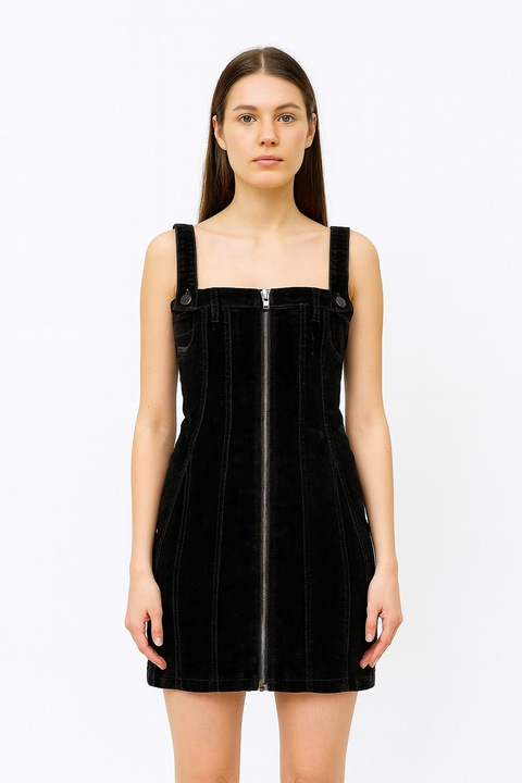Rochie de damă Diesel 1001430 16121-13, Catifea, Lungime mini, Croială cambrată, Fermoar, Bretele reglabile, XXS, Negru