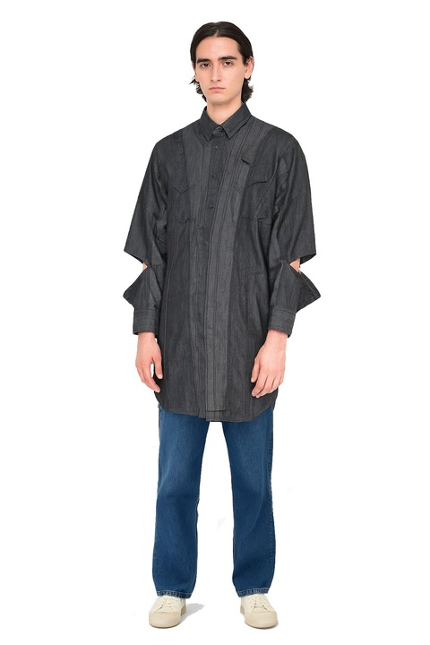 Férfi ing Diesel E-7221008 16121-16, Laza szabás, Hosszú ujj bevágásokkal, Rejtett gombos rögzítés, Függőleges varratok, L, Fekete