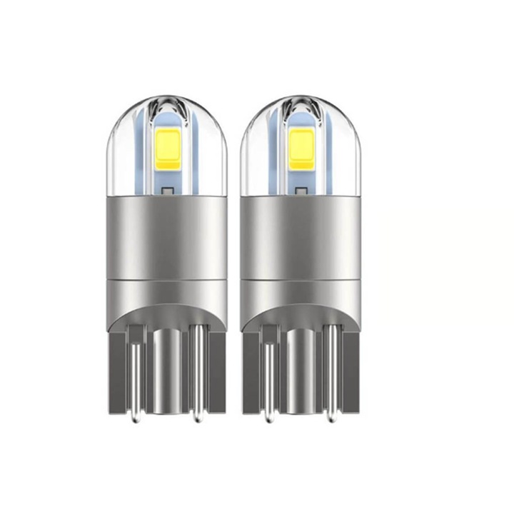 LED крушка 194, T10, 6000K, 2 броя, бяла