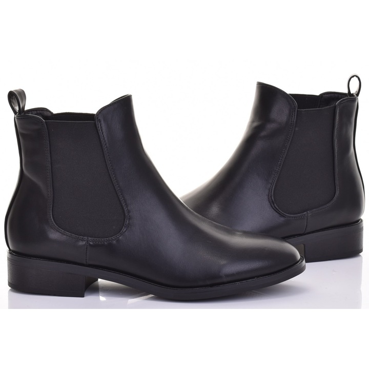 Botine dama, Martinus, Piele ecologica, Negru, 13 cm, 36 EU