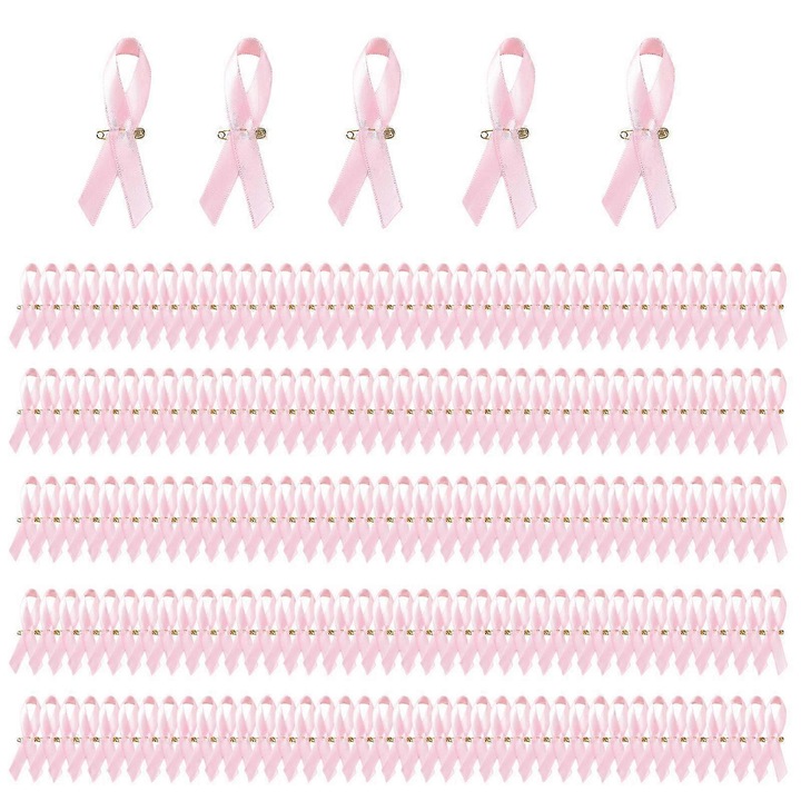Set de 200 insigne din panglica pentru caritate, roz, 7x1cm