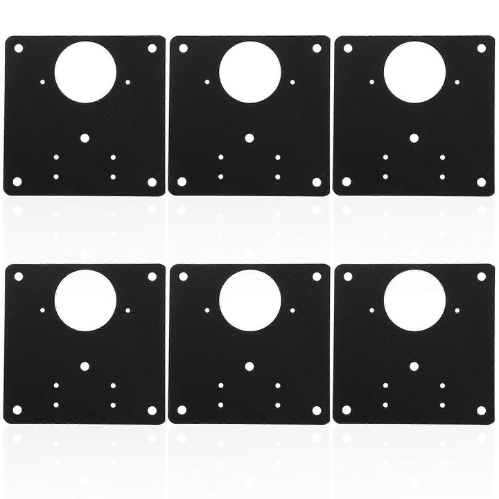 Placi de reparare pentru balamale de dulap, set de 6, negru, 9x9x0.5cm