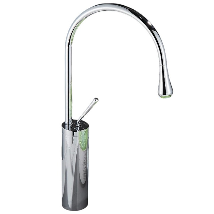 BisDesign® Fürdőszobai Mosdó/Mosdókagyló Csaptelep, Fényes Króm Szín, Modern Modell, Vékony Kifolyócső, 47 cm Méret