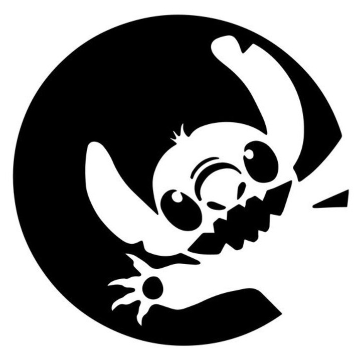 Sticker decorativ auto, perete/geam, Stitch Aloha, 18x18 cm, negru