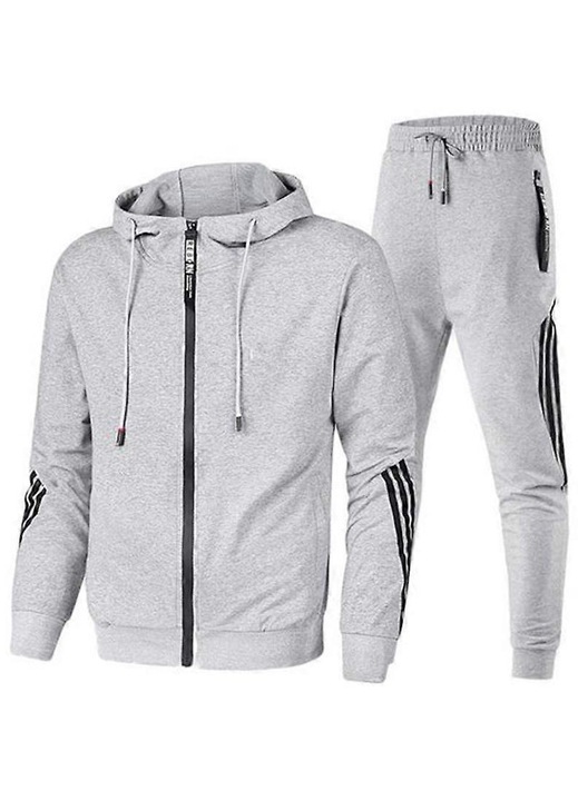 Trening casual barbati, poliester/bumbac, gri, M INTL