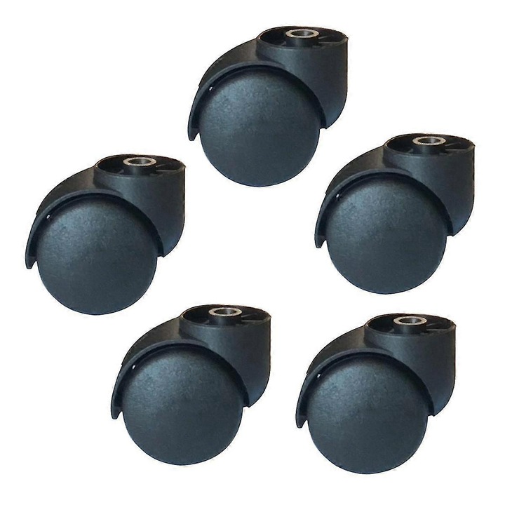 Roti pentru scaune, set de 5 bucati, 50mm, negru, material plastic