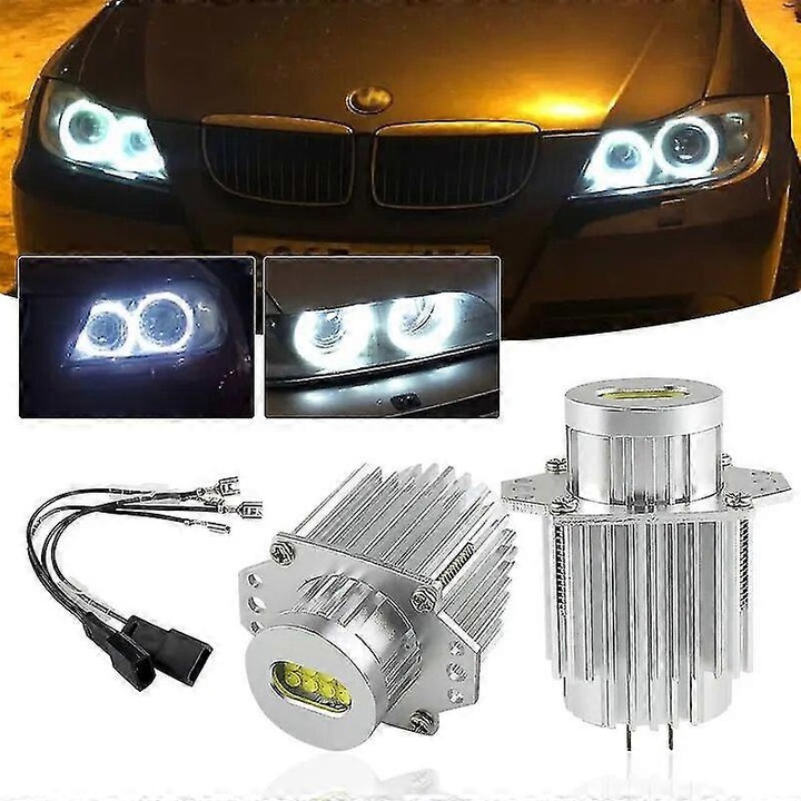 Крушки Angel Eyes LED H7, 80W, комплект 2 броя, за BMW 3 E90 E91, 2004-2008