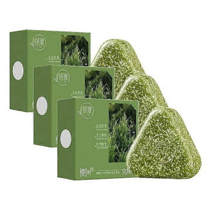 Set 3 Cutii sampon solid, Parfum proaspat, Control al uleiului, Pentru toate tipurile de par, Verde