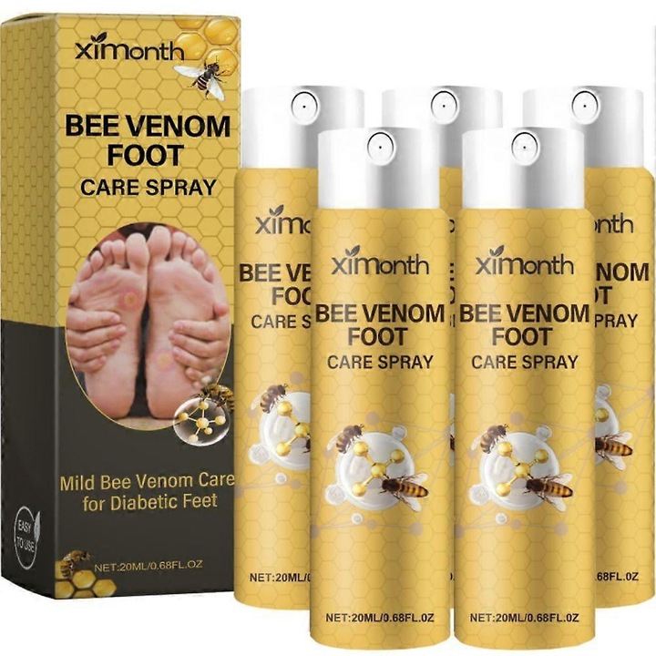 Spray pentru ingrijirea picioarelor cu venin de albine, 5 buc, indeparteaza pielea moarta, repara crapaturile, hidrateaza, pentru piele uscata