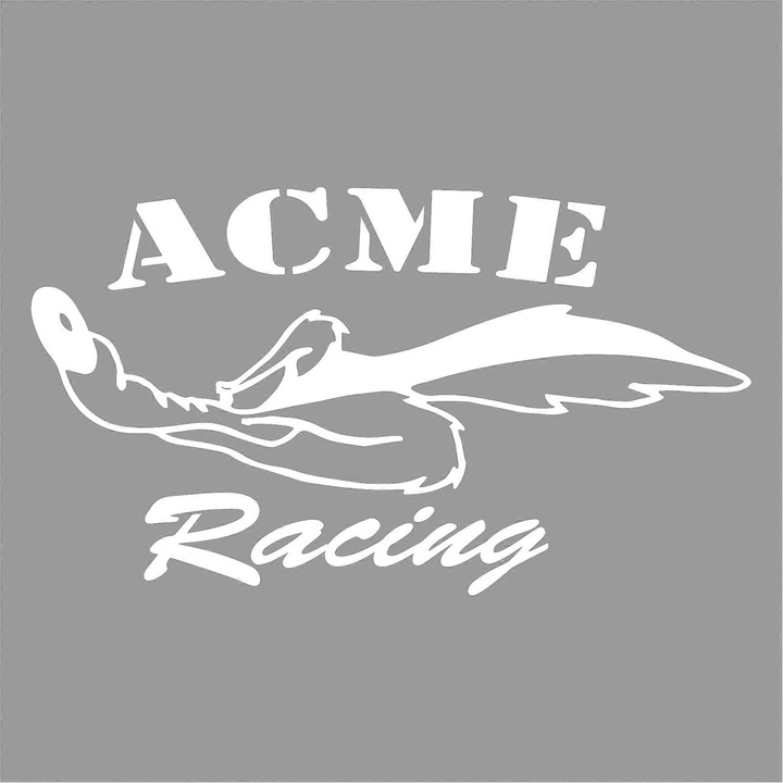 Wile E. Coyote dekoratív matrica ACME Racinghez, 20cm, fehér
