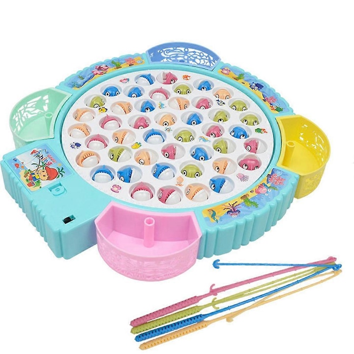 Интерактивна детска играчка, комплект за риболов, с 15-45 рибки, размери 20.5x3.5x20.5cm, 26x3x24cm, 34x3.5x32cm