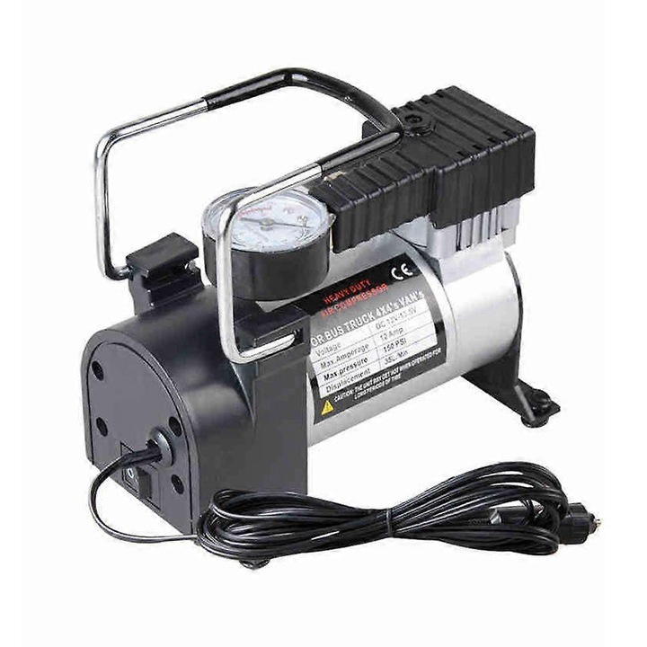 Compresor auto portabil, 12V, 200PSI, 17.9x6.9x14.8cm, cu manometru, cablu 2m