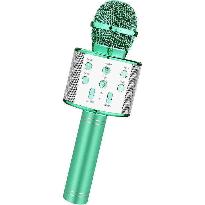 Microfon karaoke pentru copii, Niskite, 5 efecte vocale, culori stralucitoare, 1800mAh, set