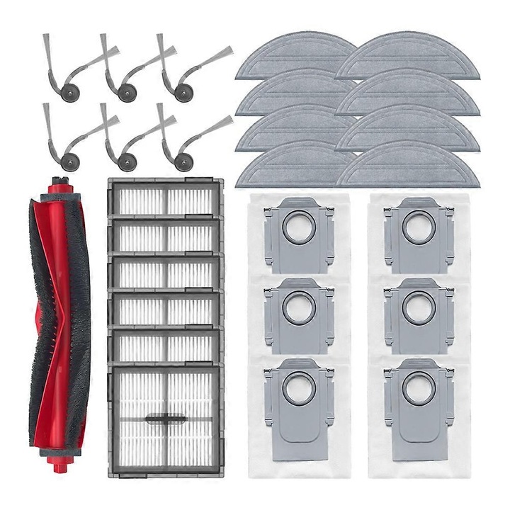 27 darab tartozékkészlet Roborock Q10 S5/S5+/X5/X5+/VF/VF+ porszívókhoz, fő kefe, oldalkefék, HEPA szűrők, felmosó, porzsákok