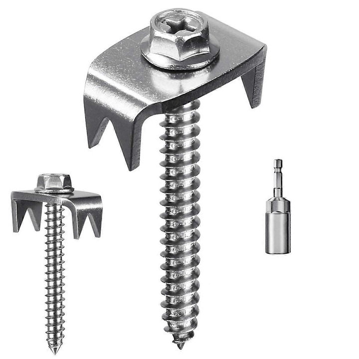 Agrafe reutilizabile pentru gard, 50 bucati, metalice, argintii
